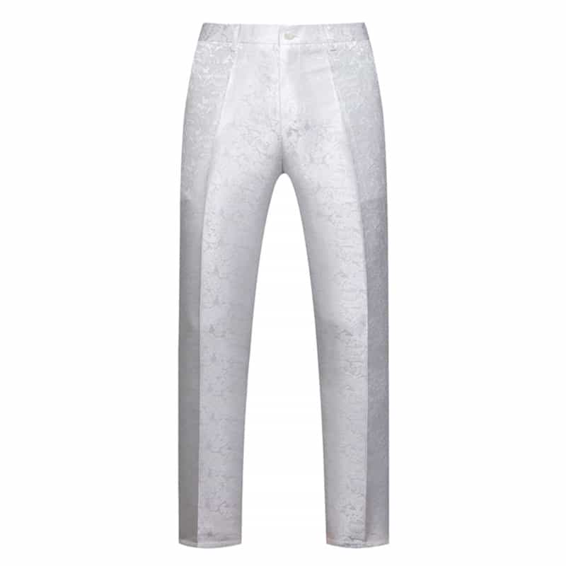 Mens Slim Fit Flat Front Pants Fashion Jacquard Trousers
