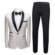 Mens 2 Piece Floral Tuxedo in Bule Black Red White