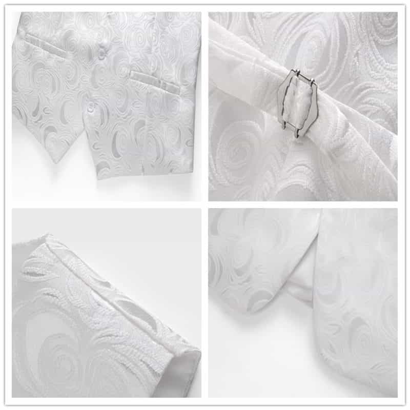 Men's Jacquard  Printed Vest in White & Black