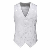 Men's Jacquard  Printed Vest in White & Black
