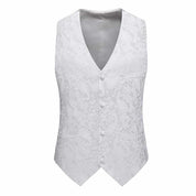 Men Embroidered Vest Slim Fit  Jacquard Black Red Blue Waistcoat For Prom Groomsman Wedding