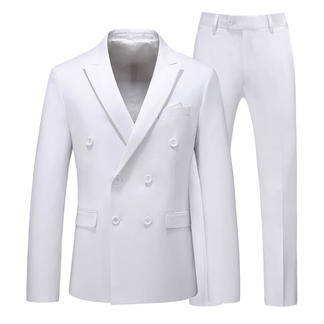 Men 2 Piece Double Breasted Suit With 10 Solid Colors