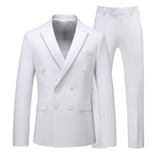 Men 2 Piece Double Breasted Suit With 10 Solid Colors