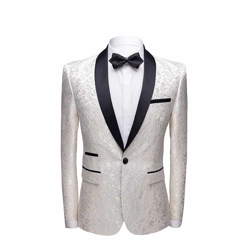 Mens Blazer Floral Casual Suit Jacket Blue White Wine Black