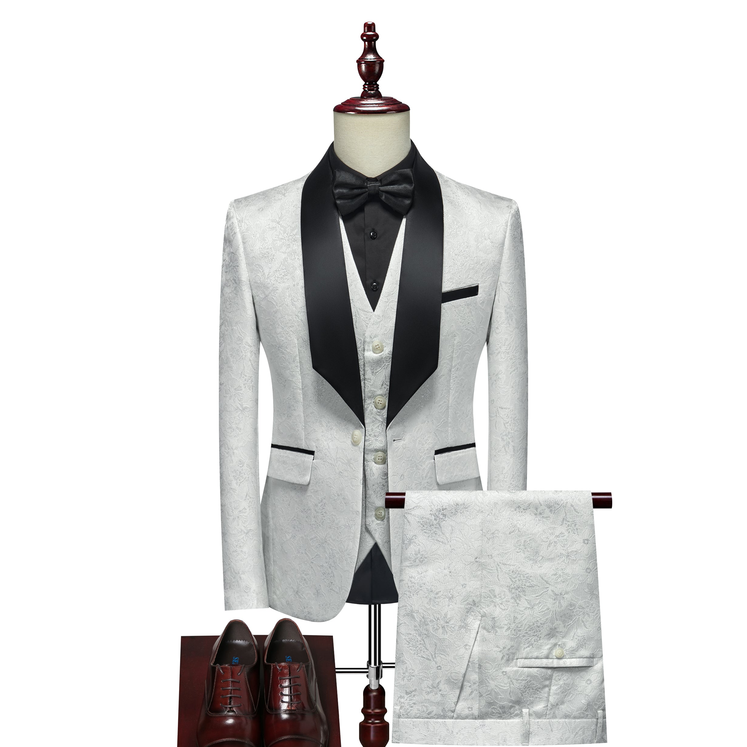 Men's 3 Piece Casual Floral Printed Tuxedos For Prom