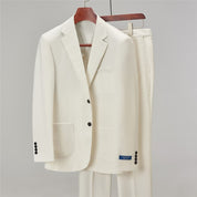 2 Piece Solid Leisure Suit with Notch Lapel