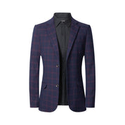 Men's Blazer Plaid Single Breasted Jacket Burgundy Blue Sport Coat