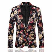 Mens 2 Piece Pink Floral Suit in Black & Pink