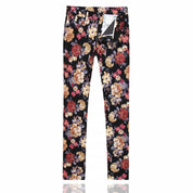 Mens 2 Piece Pink Floral Suit in Black & Pink