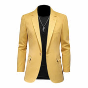 Men's Blazer Slim Fit One Button Suit Jacket Yellow Casual Sport Coat