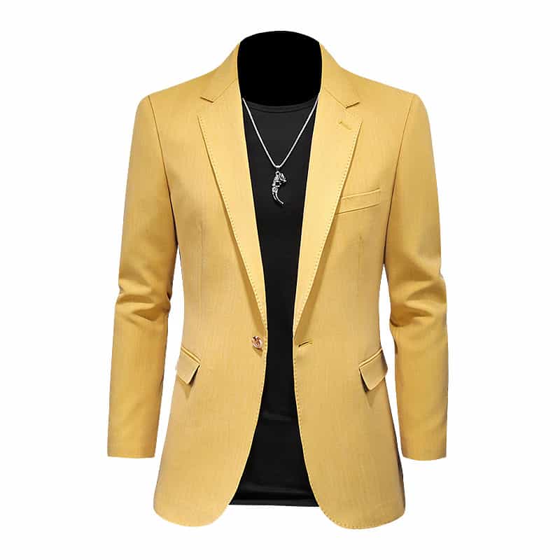 Men's Blazer Slim Fit One Button Suit Jacket Yellow Casual Sport Coat