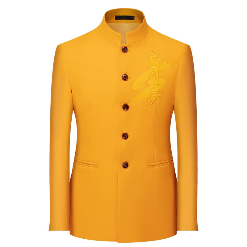Mens Tang Blazer Embroidered Mandarin Collar Suit Jacket in 6 Colors