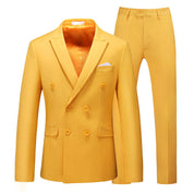 Men 2 Piece Double Breasted Suit With 10 Solid Colors