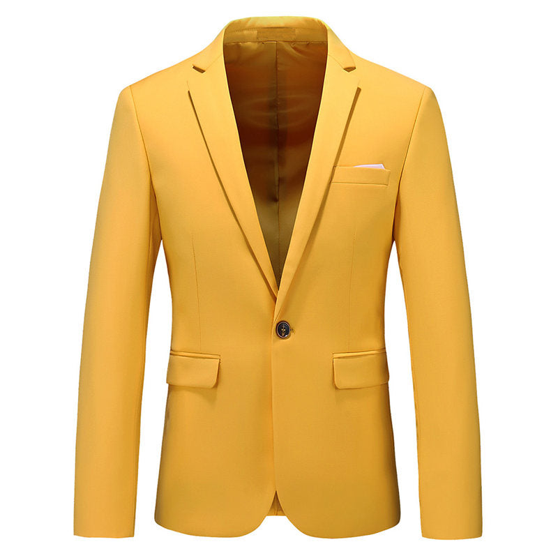 Men's Blazer Coat in Solid 8 Colors with One Button Closure
