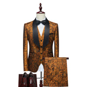 Men's 3 Piece Casual Floral Printed Tuxedos For Prom