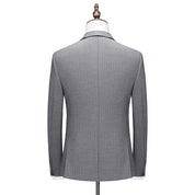 Men's Striped Blazer Coat in Solid Grey Two Buttons