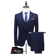 Mens 3 Piece Suit Slim Fit Business Tuxedos For Wedding Prom Groomsmen Black Blue Grey Blazer & Pants & Waistcoat