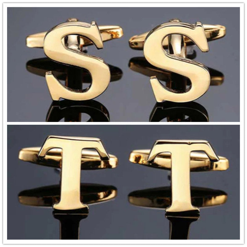 26 Dimensional Letter Style Cufflinks Gold
