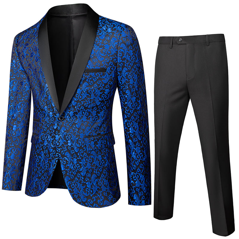 Buy Yanlu Mens Royal Blue 2-Piece Suit Slim Fit One Button Groom Tuxedo  with Black Pants Online at desertcartUruguay