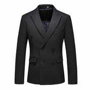 Mens Solid Double Breasted Blazer in Black and White