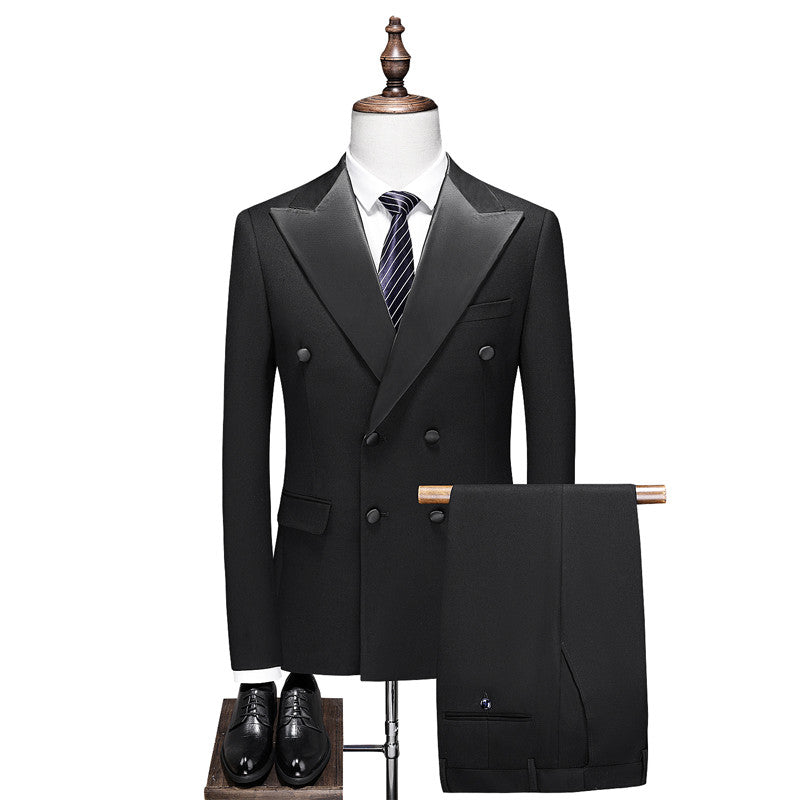 Men's 3 Piece Suit Double Breasted Black and White