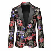 Men's Blazer Slim Fit Floral Printed Sport Coat Jacket