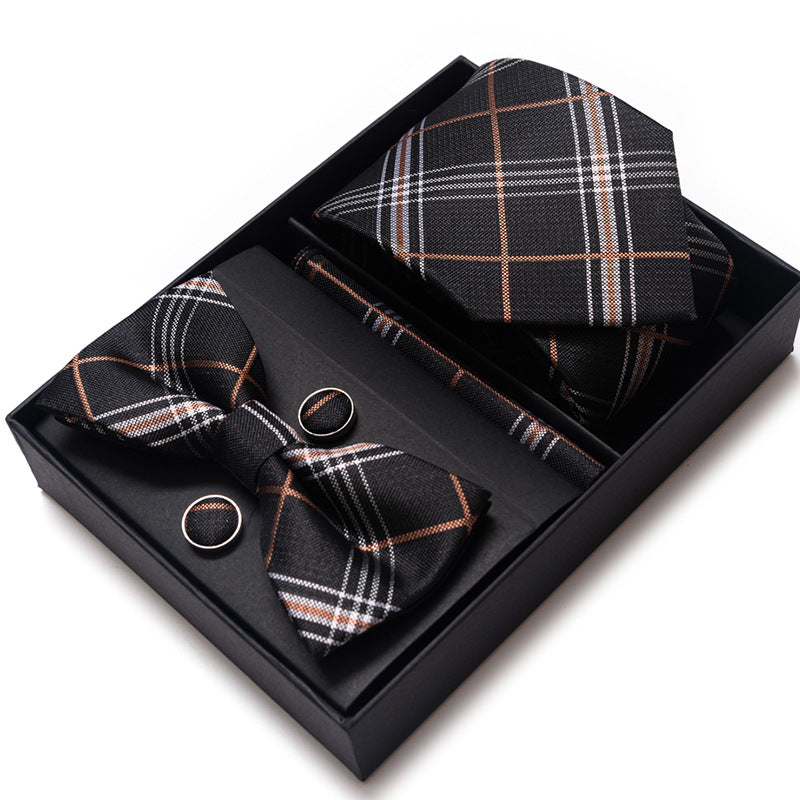 Men's 4 Pieces Business Ties & Square Scarf & Cufflinks Set