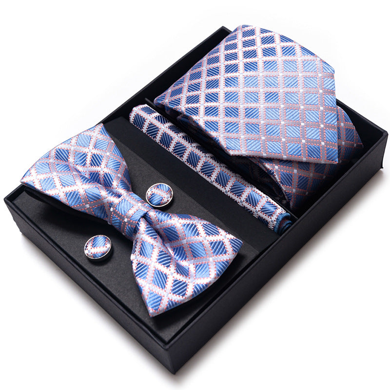Men's 4 Pieces Business Ties & Square Scarf & Cufflinks Set