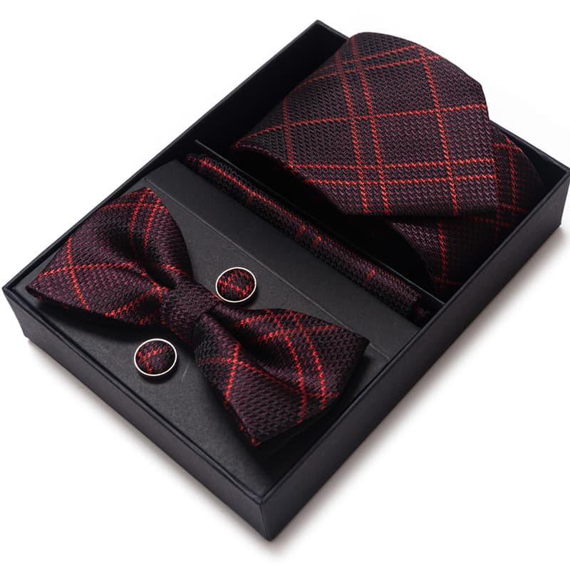 Men's 4 Pieces Gift Ties & Square Scarf & Cufflinks Set