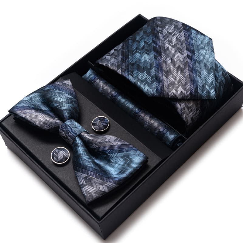 Men's 4 Pieces Gift Ties & Square Scarf & Cufflinks Set