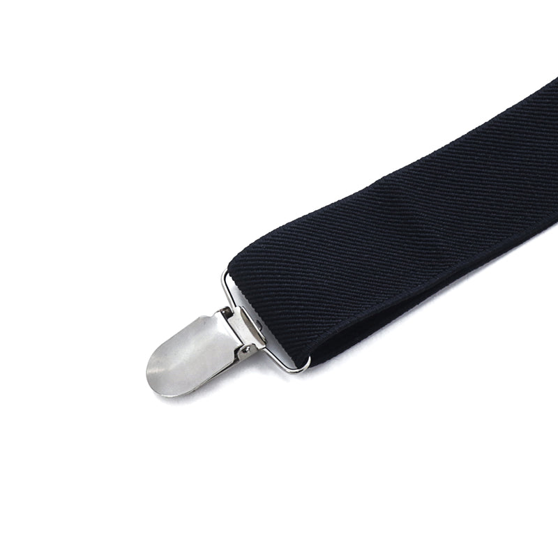 Mens X-Shape Adjustable Suspender With Solid Black Elastic Straps