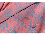 Men's Plaid Blazer in Blue Beige Pink Checked