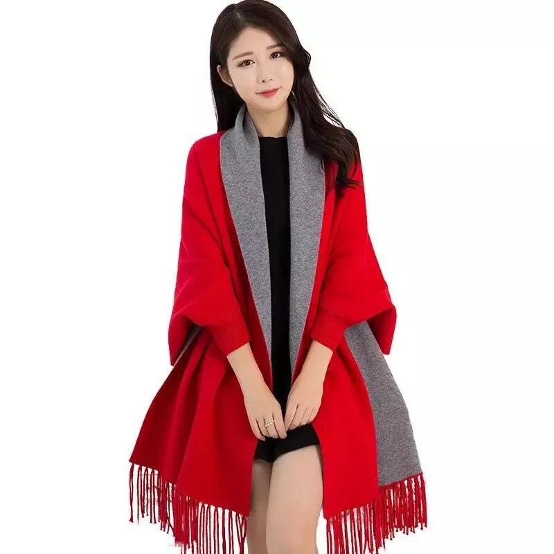 MOGU Women Red Mantle Scarf