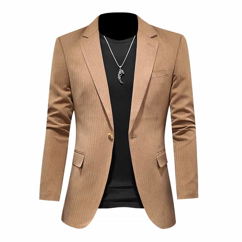 Men Slim Fit Sports Jacket One Button in Green Brown Yellow