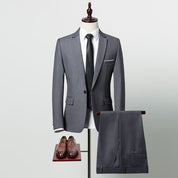 Men's 2 Piece Solid Suits in Grey Blue Red Black