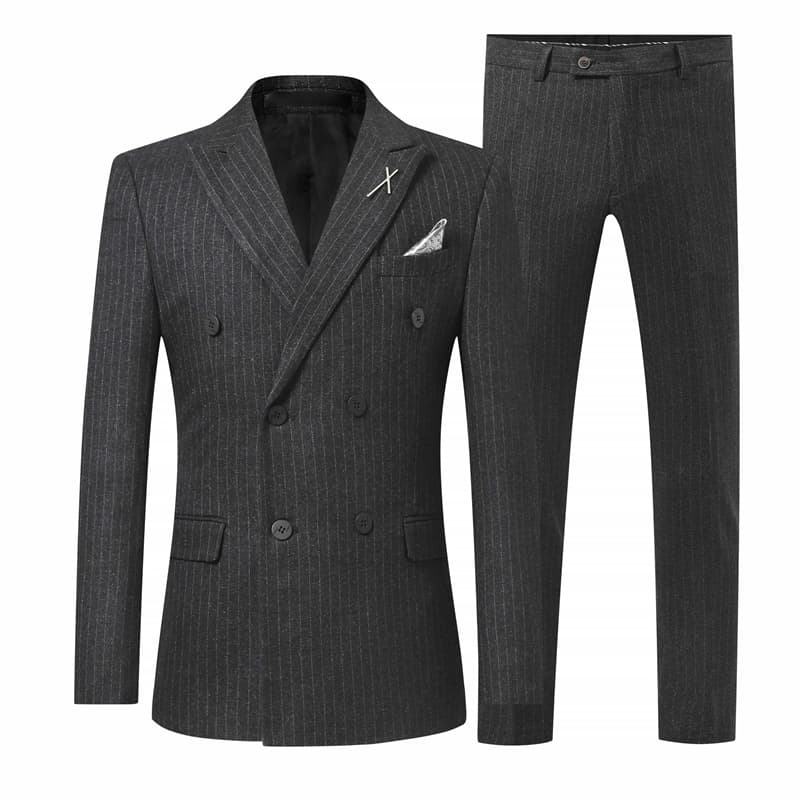 Mens 2 Piece Pinstriped Suit Double Breasted in 3 Colors