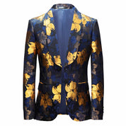 Men's 2 piece Gold Floral Printed Suit