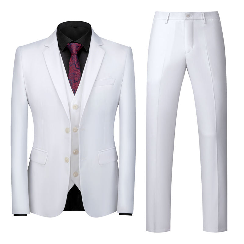 Men 3 Piece Solid Suit 2 button Closure