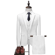 Men's Solid Black & White 3 Piece Suit