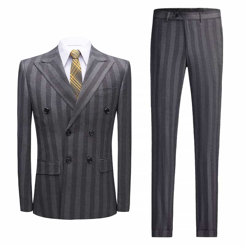 Mens 2 Piece Double Breasted Suit with Striped Pattern