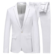 Men 2 Piece Suit One Button in Solid Black White Navy Grey
