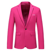 Men's 2 Piece Suit Solid Hot Pink One Button Closure