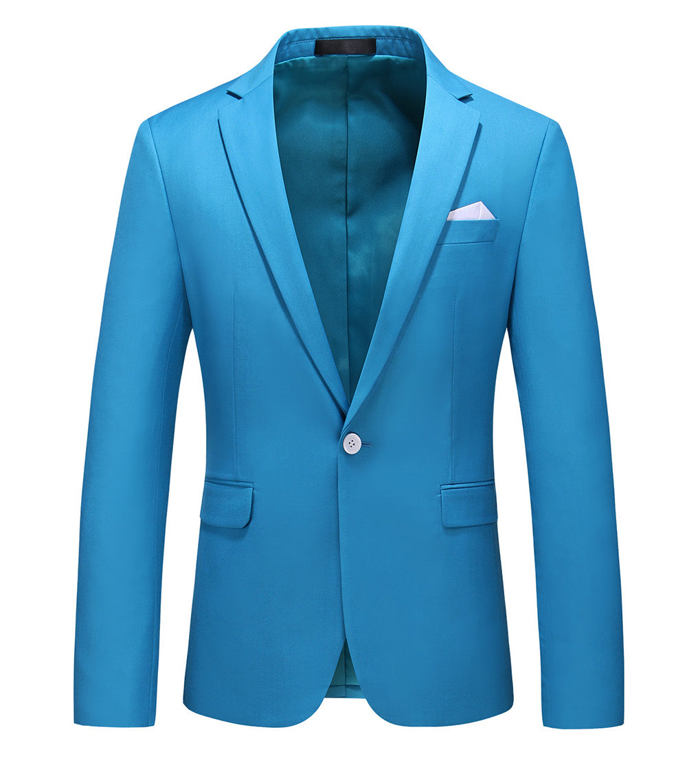 Men Blazer with One Button Closure in Solid 8 Colors