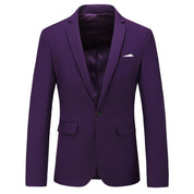 Men's Blazer Coat in Solid 8 Colors with One Button Closure