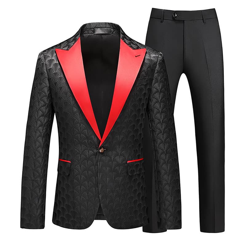 Men's 2 Piece One Button Suit Jacquard Tuxedos