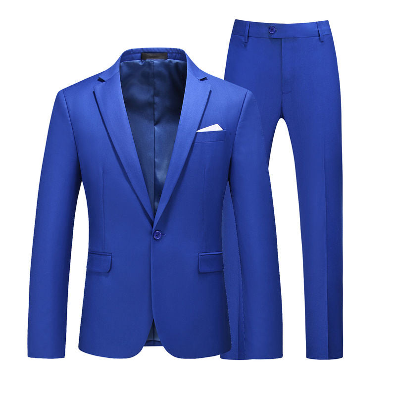 Men 2 Piece Suit One Button with 4 Blue Colors