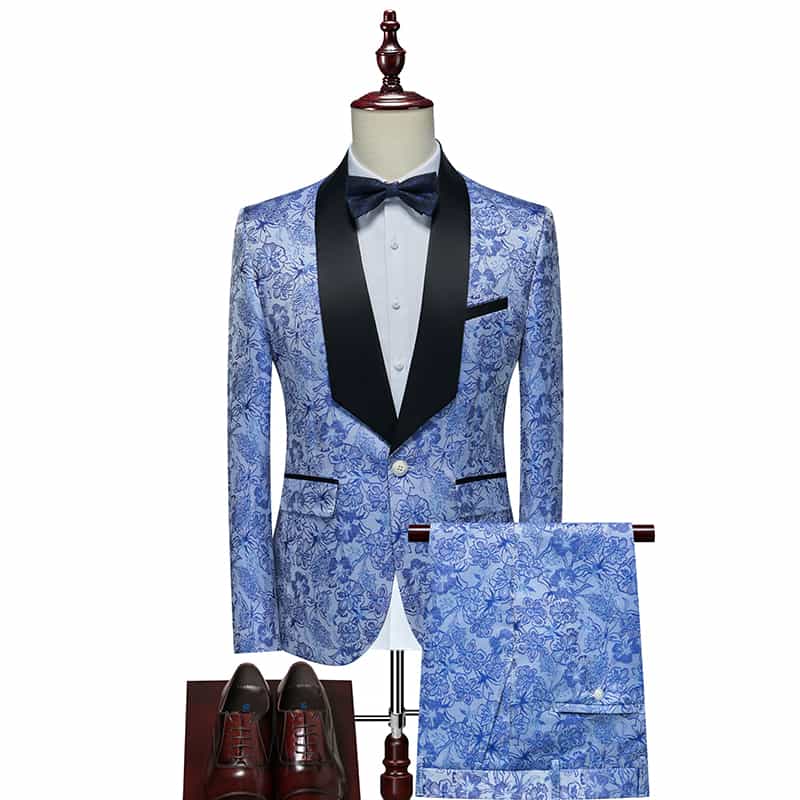 Men's 2 Piece Slim Fit Printed Suits One Button