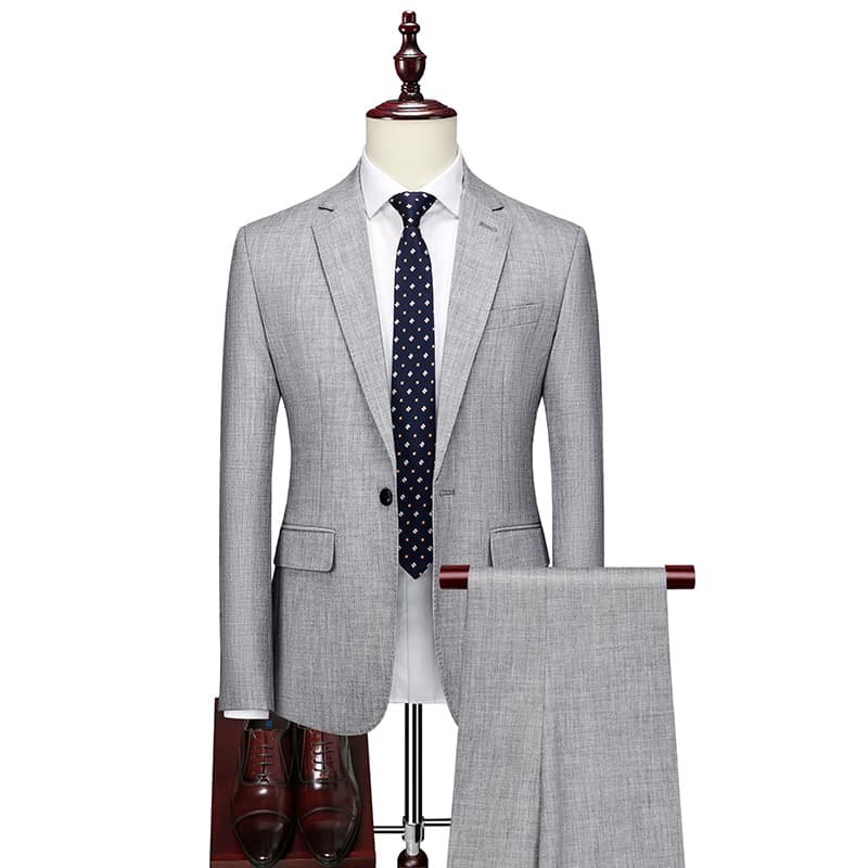 Men's 2 Piece Solid Suit One Button in Grey