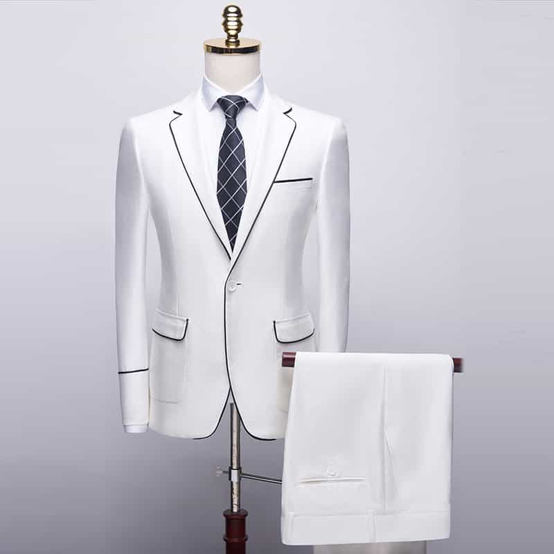 Mens 2 Piece Elegant Suit in White & Red