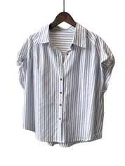 MOGU Womens Short Sleeve Stripe Blouse